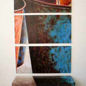 Colored by Time/19 Polyptych - Three Paintings with Matching Bench